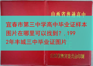 宜春市第三中学高中毕业证样本图片在哪里可以找到？,1992年丰城三中毕业证图片