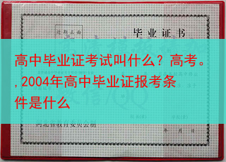 高中毕业证考试叫什么？高考。,2004年高中毕业证报考条件是什么
