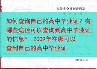 如何查询自己的高中毕业证？有哪些途径可以查询到高中毕业证的信息？,2009年在哪可以查到自己的高中毕···