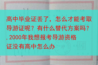 高中毕业证丢了，怎么才能考取导游证呢？有什么替代方案吗？,2000年我想报考导游资格证没有高中怎么办